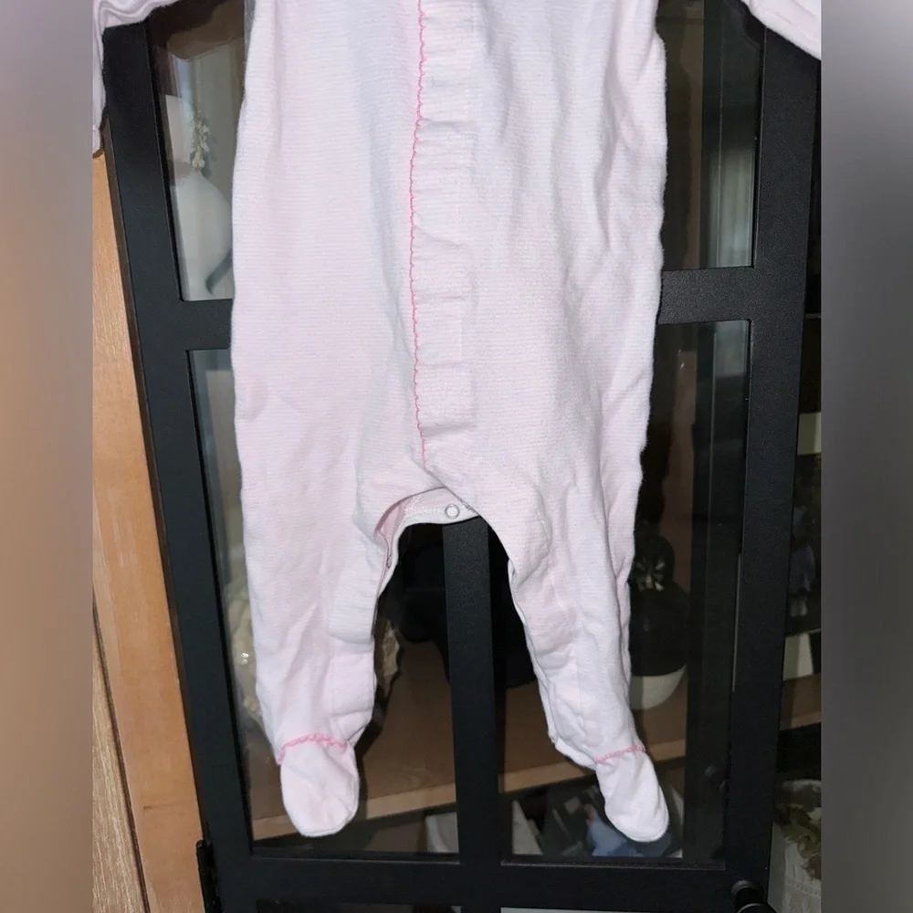 Magnolia Baby girl footies onesie kitty cat embroidered sleeper ruffles snaps